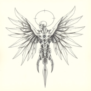 Pencil Dotwork Outline Evangelion Tattoo