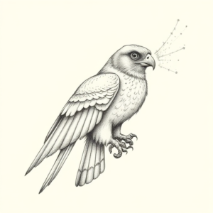 Pencil Dotwork Outline Falcon Tattoo