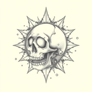 Pencil Dotwork Outline Fallout Tattoo