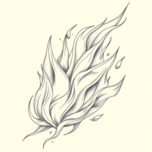 Pencil Dotwork Outline Fire Tattoo