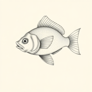 Pencil Dotwork Outline Fish Tattoo