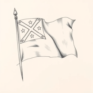 Pencil Dotwork Outline Flag Tattoo