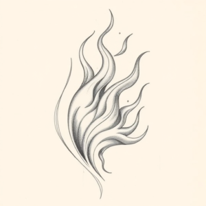 Pencil Dotwork Outline Flame Tattoo