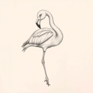 Pencil Dotwork Outline Flamingo Tattoo