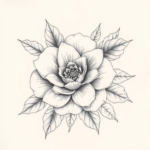 Pencil Dotwork Outline Floral Tattoo