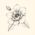 Pencil Dotwork Outline Flower Tattoo