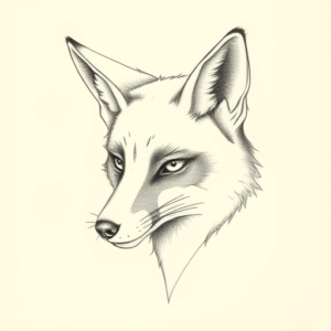 Pencil Dotwork Outline Fox Tattoo