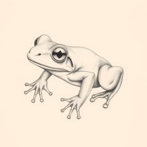 Pencil Dotwork Outline Frog Tattoo