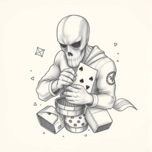 Pencil Dotwork Outline Gambling Tattoo