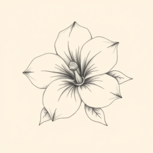 Pencil Dotwork Outline Gardenia Tattoo