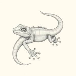 Pencil Dotwork Outline Gecko Tattoo