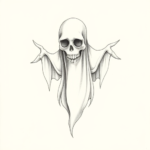 Pencil Dotwork Outline Ghost Tattoo