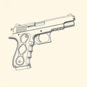 Pencil Dotwork Outline Glock Tattoo