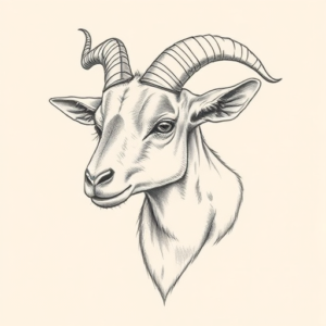 Pencil Dotwork Outline Goat Tattoo