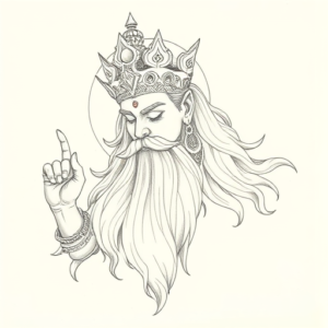 Pencil Dotwork Outline God Tattoo