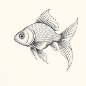Pencil Dotwork Outline Goldfish Tattoo