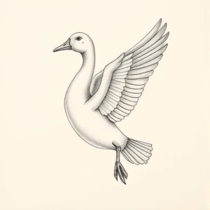 Pencil Dotwork Outline Goose Tattoo