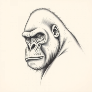 Pencil Dotwork Outline Gorilla Tattoo