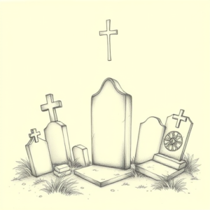 Pencil Dotwork Outline Graveyard Tattoo