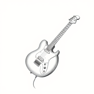Pencil Dotwork Outline Guitar Tattoo