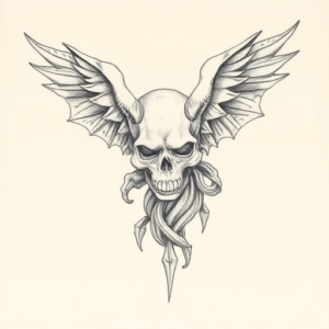 Pencil Dotwork Outline Hades Tattoo