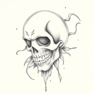 Pencil Dotwork Outline Halloween Tattoo