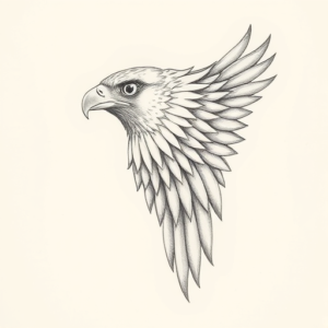 Pencil Dotwork Outline Hawk Tattoo