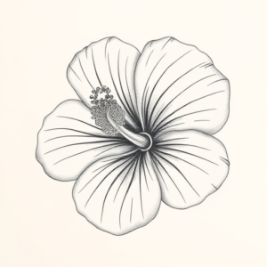 Pencil Dotwork Outline Hibiscus Tattoo