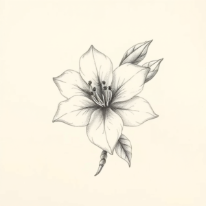 Pencil Dotwork Outline Honeysuckle Tattoo