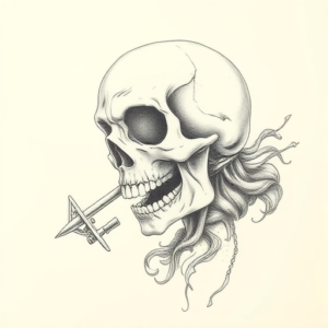 Pencil Dotwork Outline Horror Tattoo
