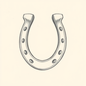 Pencil Dotwork Outline Horseshoe Tattoo