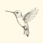 Pencil Dotwork Outline Hummingbird Tattoo