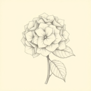 Pencil Dotwork Outline Hydrangea Tattoo