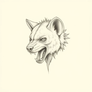 Pencil Dotwork Outline Hyena Tattoo