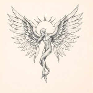 Pencil Dotwork Outline Icarus Tattoo