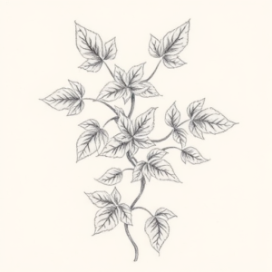 Pencil Dotwork Outline Ivy Tattoo