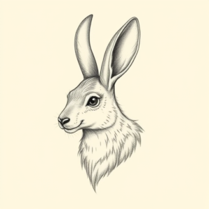 Pencil Dotwork Outline Jackalope Tattoo