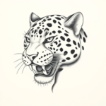 Pencil Dotwork Outline Jaguar Tattoo