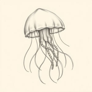 Pencil Dotwork Outline Jellyfish Tattoo