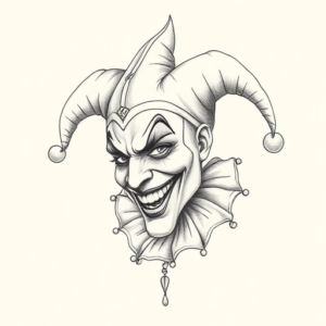 Pencil Dotwork Outline Jester Tattoo