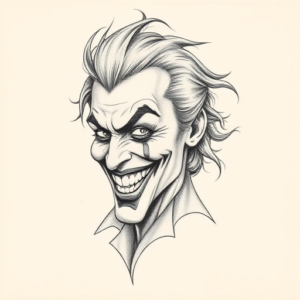 Pencil Dotwork Outline Joker Tattoo