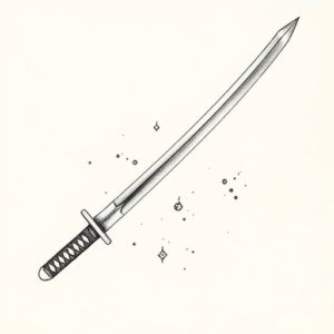 Pencil Dotwork Outline Katana Tattoo