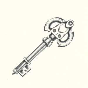 Pencil Dotwork Outline Key Tattoo