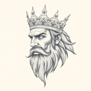 Pencil Dotwork Outline King Tattoo