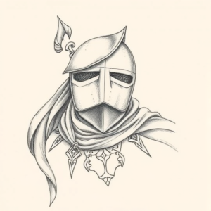 Pencil Dotwork Outline Knight Tattoo