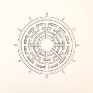Pencil Dotwork Outline Labyrinth Tattoo