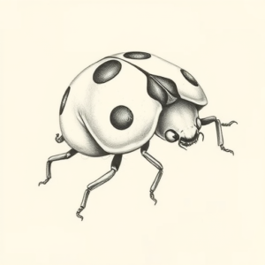 Pencil Dotwork Outline Ladybug Tattoo