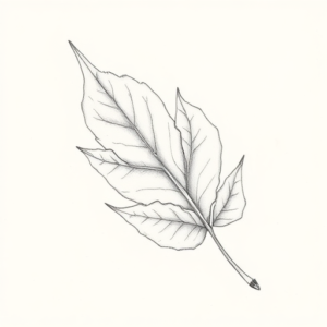 Pencil Dotwork Outline Leaf Tattoo