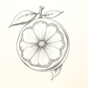 Pencil Dotwork Outline Lemon Tattoo