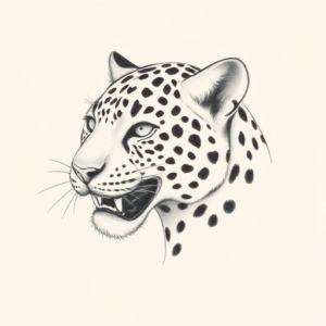 Pencil Dotwork Outline Leopard Tattoo